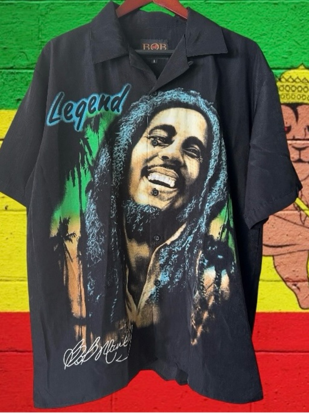 Bob Marley By Dragonfly Shirt Mens Large Legend Graphic Button Up Y2K Reggae